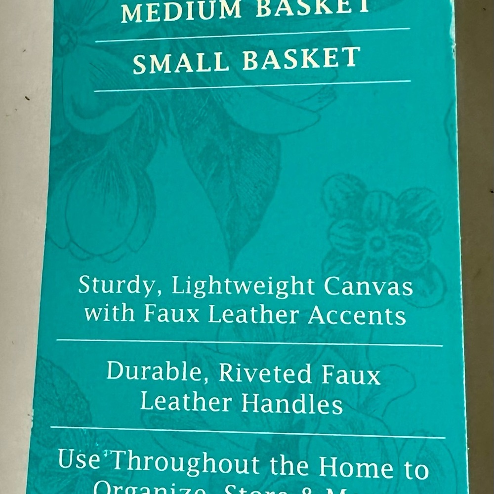 NWT! The Pioneer Woman Blue Floral Basket with Brown Handles - Picture 4 of 5